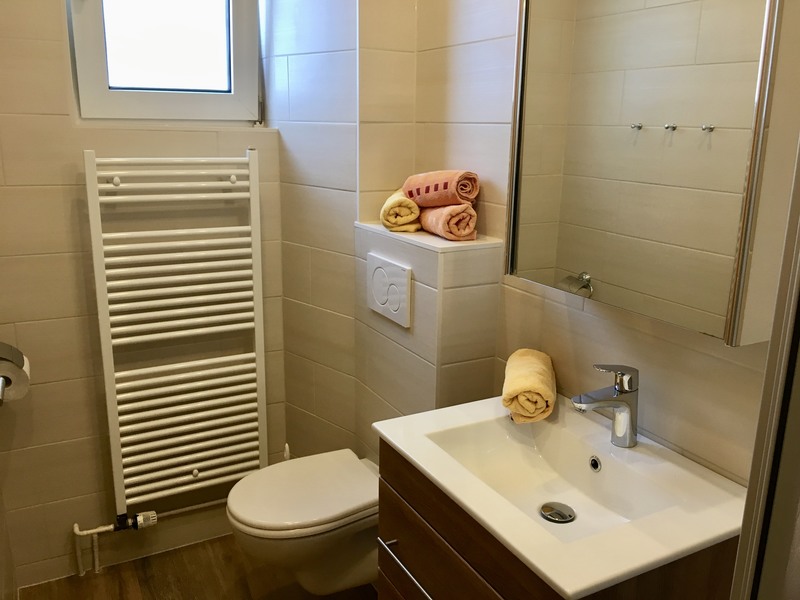 Haus Klüver Wohnung 1-2 Badezimmer mit Waschbecken und Toilette